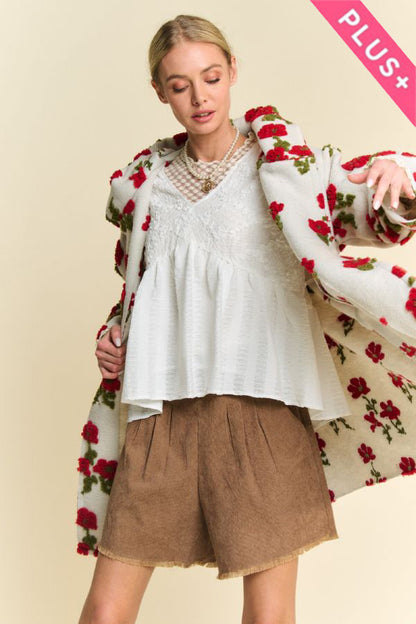 Plus Garden Floral Hoodie Coat Jacket