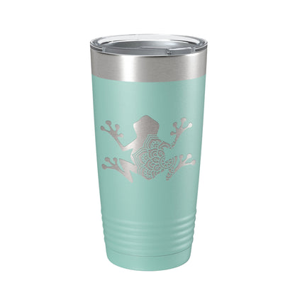 Frog Mandala Tumbler Travel Mug Insulated Laser Engraved Coffee Cup Frog Zentangle Pattern Design Gift 20 oz