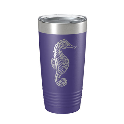 Seahorse Tumbler Zentangle Travel Mug Insulated Laser Engraved Coffee Cup 20 oz