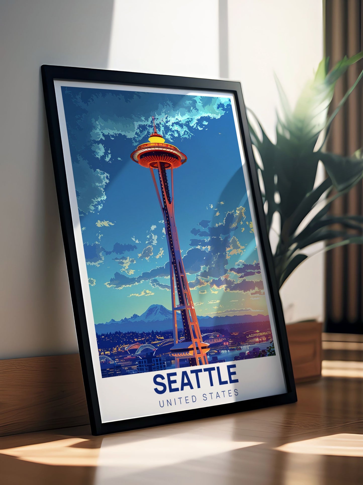 Seattle Travel Poster - Space Needle Travel Art - Seattle Travel Print - Seattle Poster Print - United States Art Print