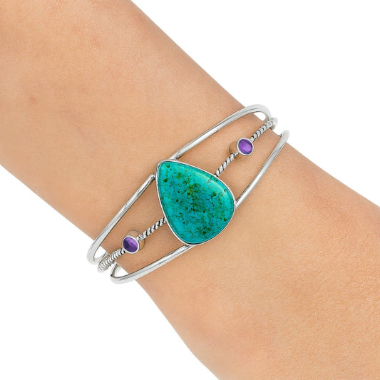 Premium Shattuckite & Amethyst Cuff Bangle Bracelet B-1011 46-EB10507