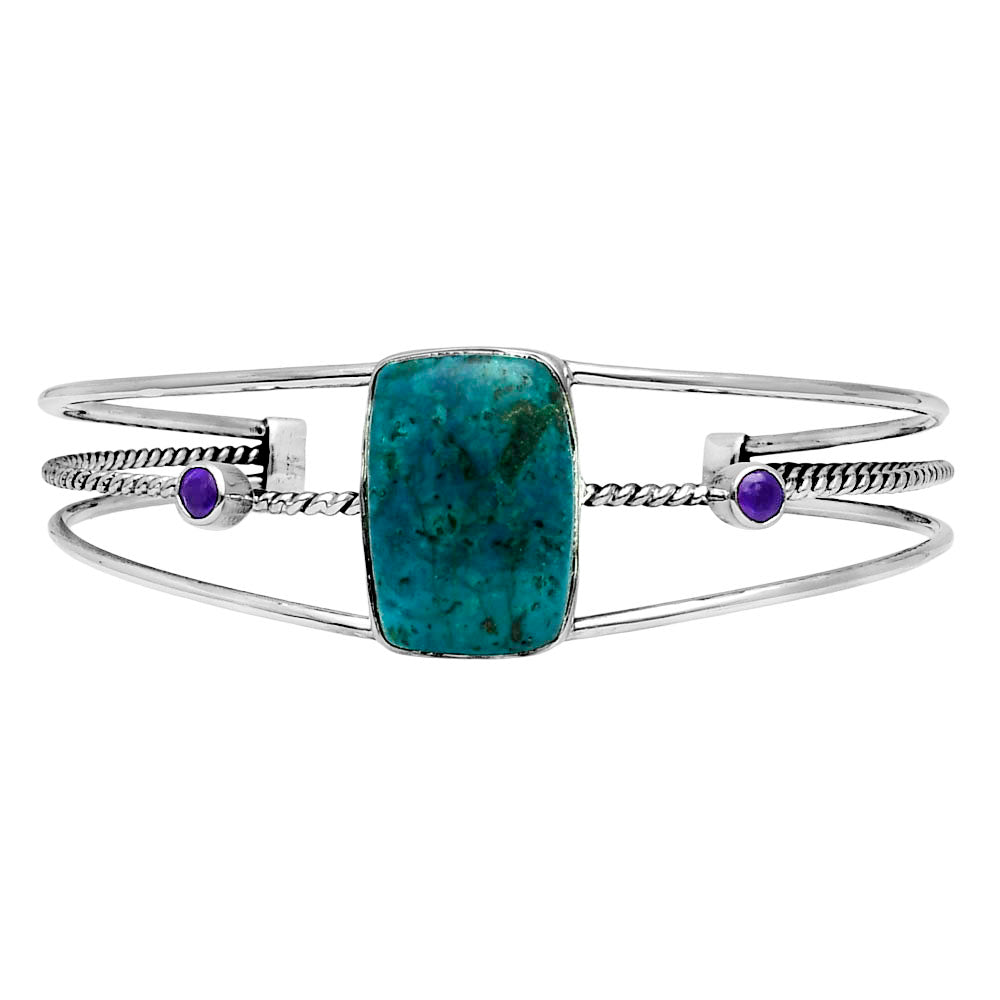 Premium Shattuckite & Amethyst Cuff Bangle Bracelet B-1011 46-EB10509
