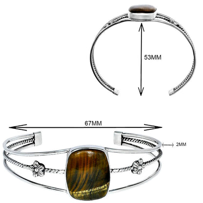 Premium Quality Blue Tiger Eye Cuff Bangle Bracelet B-1012 51-EB10530