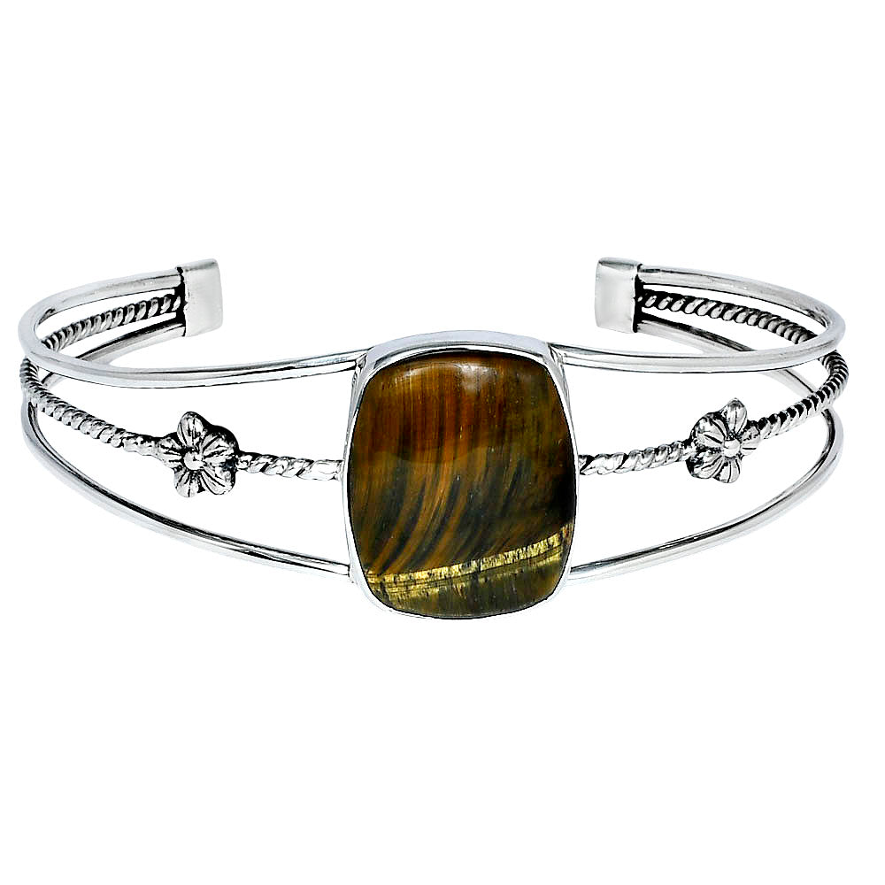 Premium Quality Blue Tiger Eye Cuff Bangle Bracelet B-1012 51-EB10530