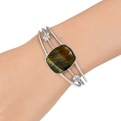 Premium Quality Blue Tiger Eye Cuff Bangle Bracelet B-1012 51-EB10530