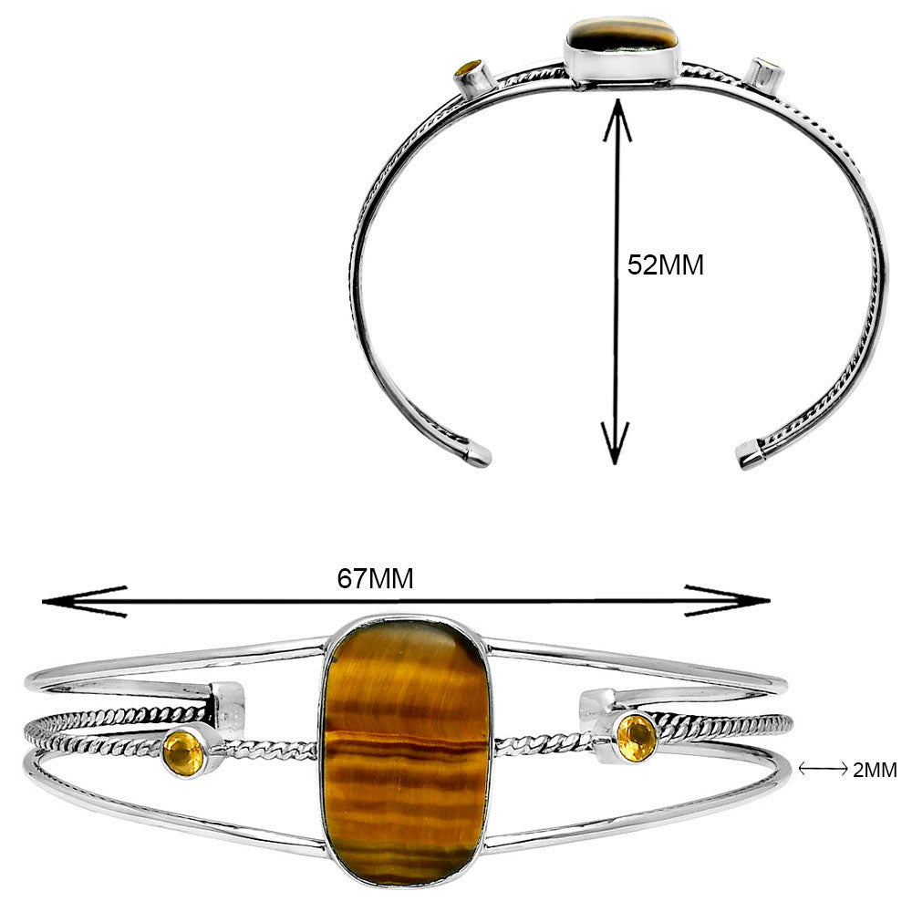 Premium Tiger Eye & Citrine Cuff Bangle Bracelet B-1011 51-EB10532