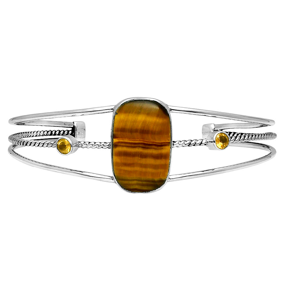 Premium Tiger Eye & Citrine Cuff Bangle Bracelet B-1011 51-EB10532