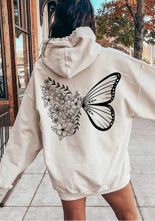 Butterfly Floral Hoodie