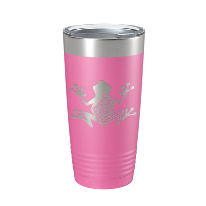 Frog Mandala Tumbler Travel Mug Insulated Laser Engraved Coffee Cup Frog Zentangle Pattern Design Gift 20 oz