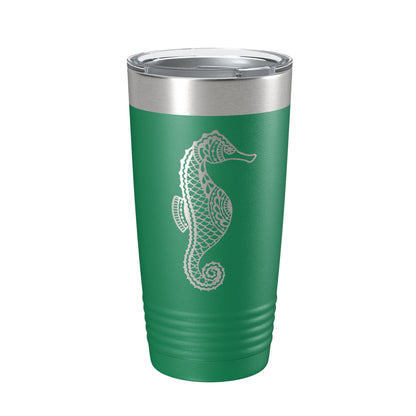 Seahorse Tumbler Zentangle Travel Mug Insulated Laser Engraved Coffee Cup 20 oz