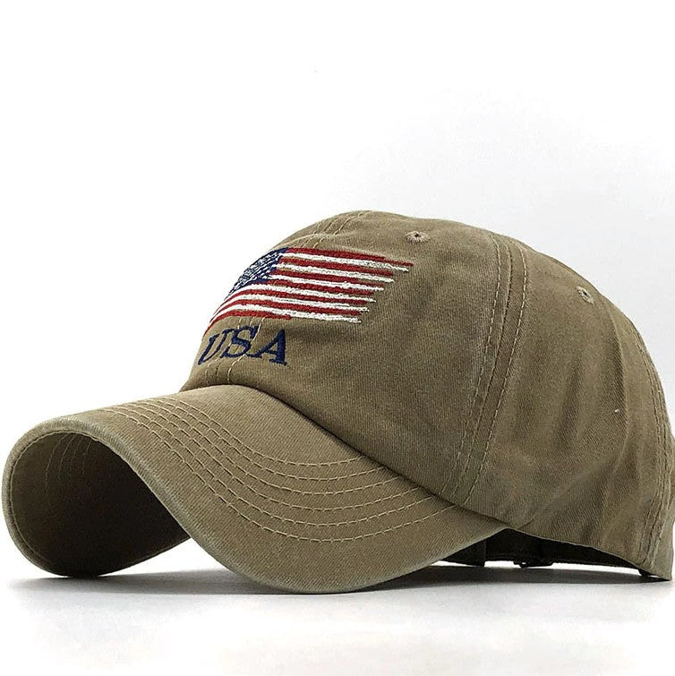 USA Flag Baseball Cap Adjustable Dad Hat Patriotic Embroider