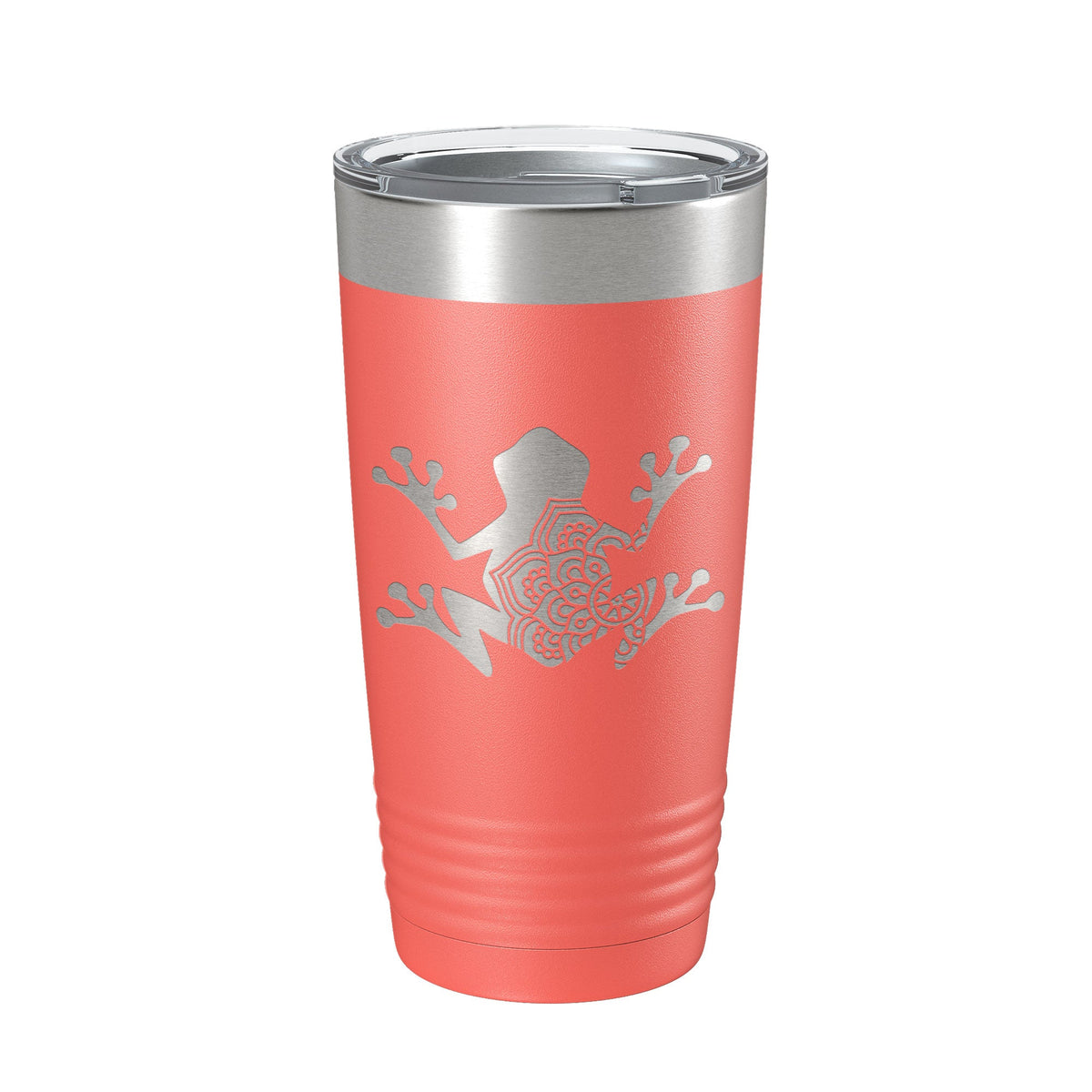 Frog Mandala Tumbler Travel Mug Insulated Laser Engraved Coffee Cup Frog Zentangle Pattern Design Gift 20 oz