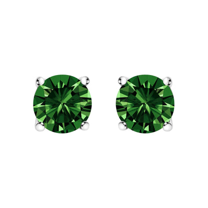 14K Gold 1/2 Cttw Lab Grown Green Diamond Classic Solitaire Stud Earrings with Pushback