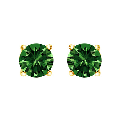 14K Gold 1/2 Cttw Lab Grown Green Diamond Classic Solitaire Stud Earrings with Pushback