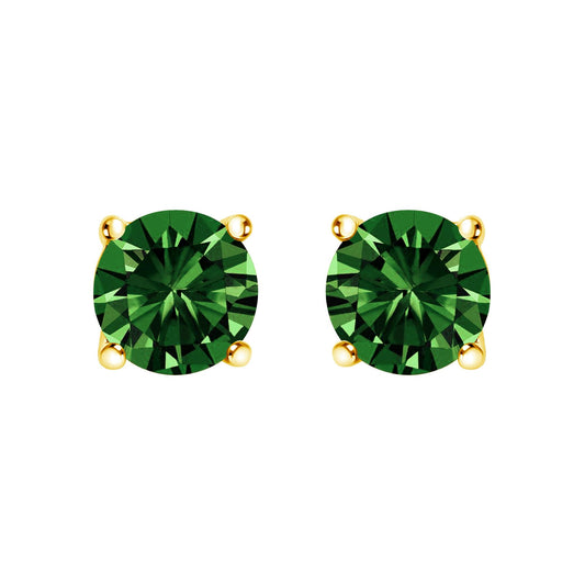 14K Gold 1/2 Cttw Lab Grown Green Diamond Classic Solitaire Stud Earrings with Pushback