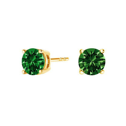 14K Gold 1/2 Cttw Lab Grown Green Diamond Classic Solitaire Stud Earrings with Pushback