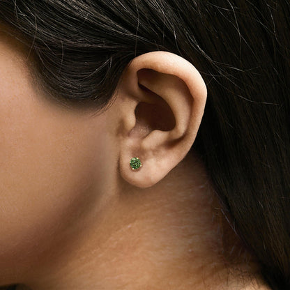 14K Gold 1/2 Cttw Lab Grown Green Diamond Classic Solitaire Stud Earrings with Pushback