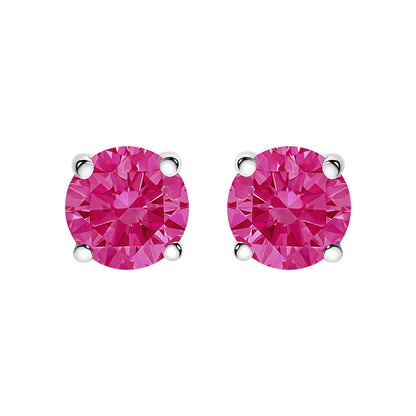 14K Gold 1.0 Cttw Round Lab Grown Pink Diamond Solitaire Stud Earrings
