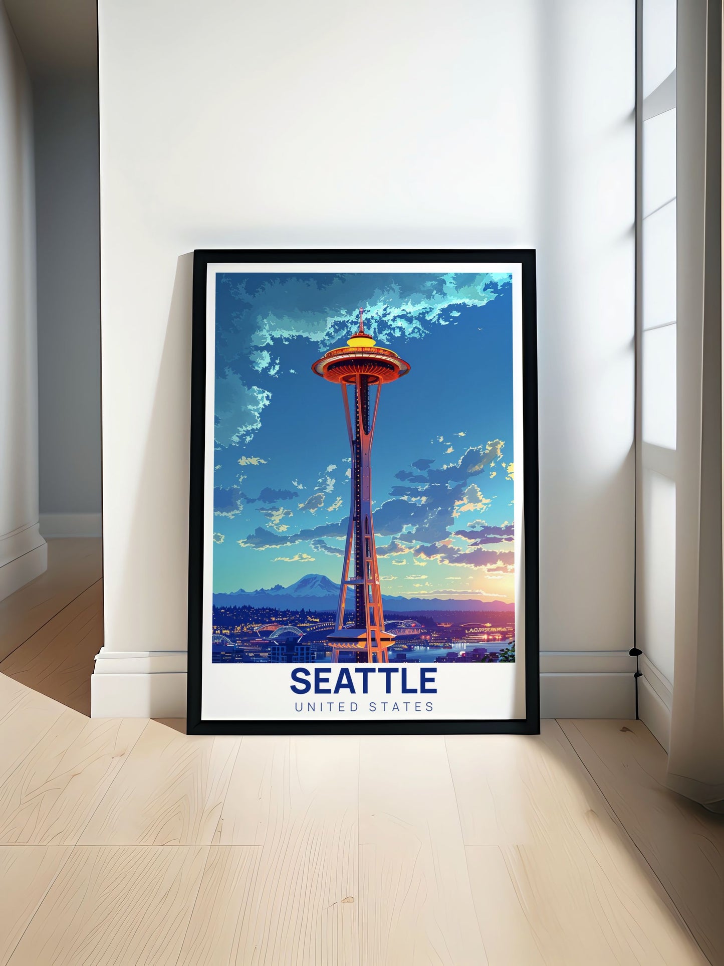 Seattle Travel Poster - Space Needle Travel Art - Seattle Travel Print - Seattle Poster Print - United States Art Print