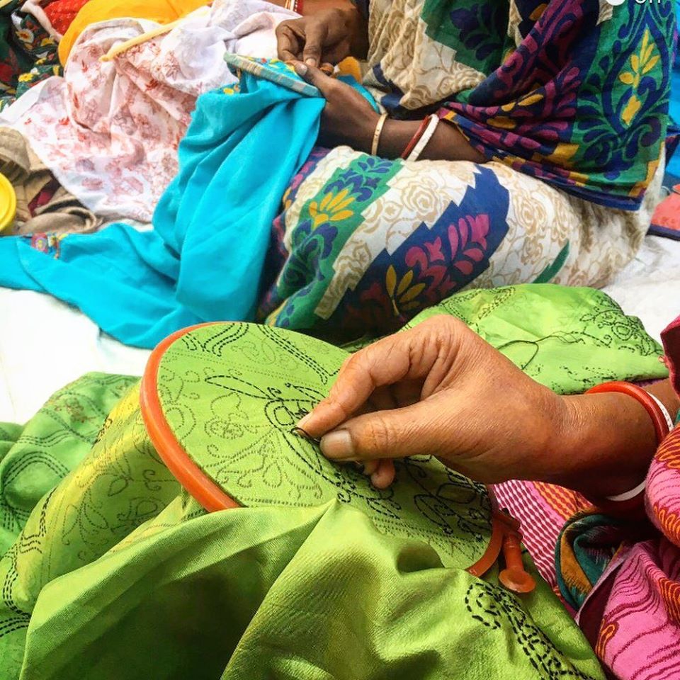 Ethical Luxury Wrap by Women Artisans - Hand-Embroidered Silk Shawl