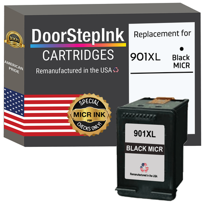 DoorStepInk Brand for HP 901XL (CC654AN) Black MICR Remanufactured in the USA Ink Cartridge, CC654AN