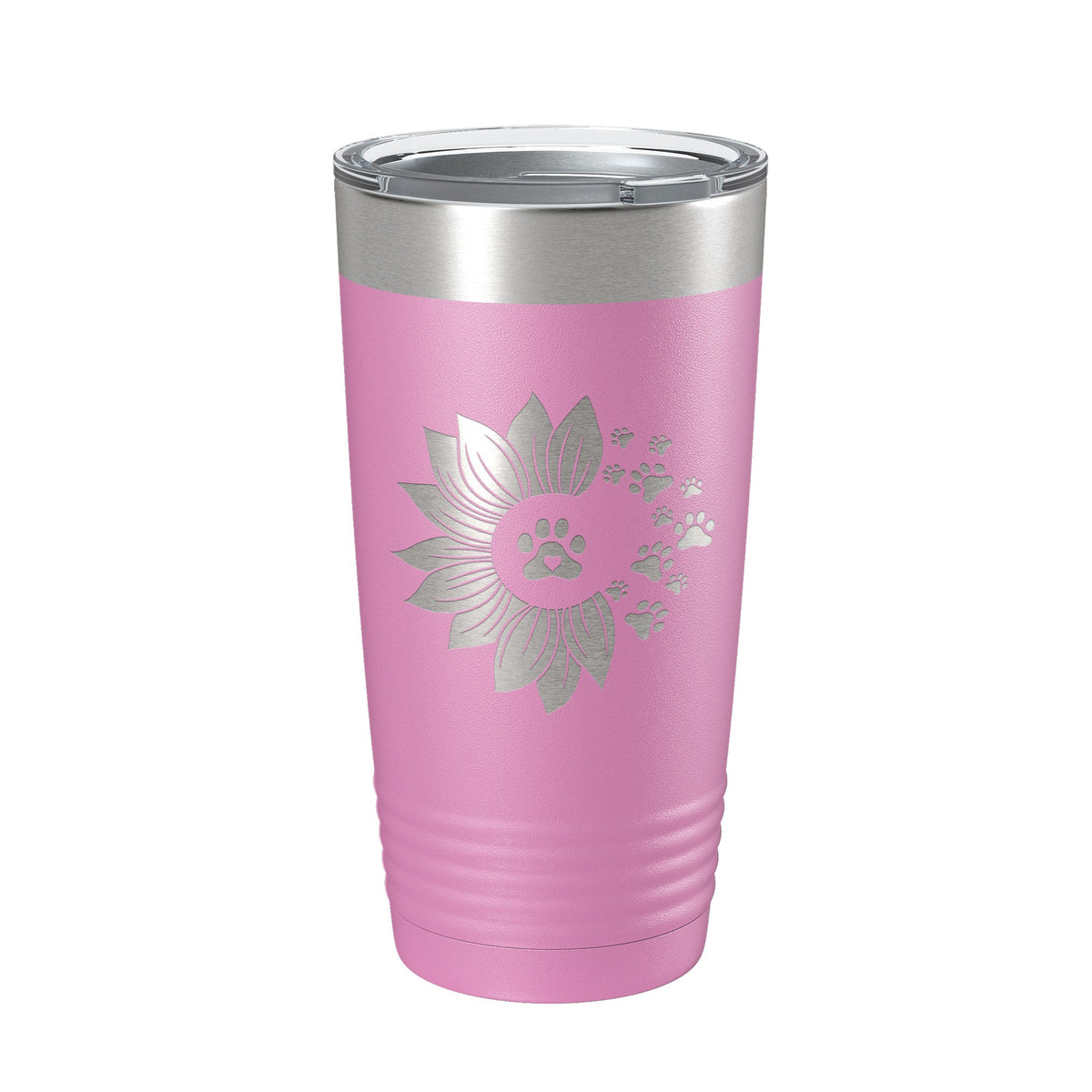 Sunflower With Dog Pawprints Tumbler Travel Mug Insulated Laser Engraved Coffee Cup Gift For Women Dog Lovers Sun Flower 20 oz