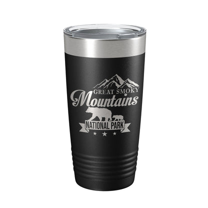 Great Smoky Mountains National Park Bear Tumbler GSMNP Travel Mug Gift Insulated Laser Engraved Coffee Cup 20 oz