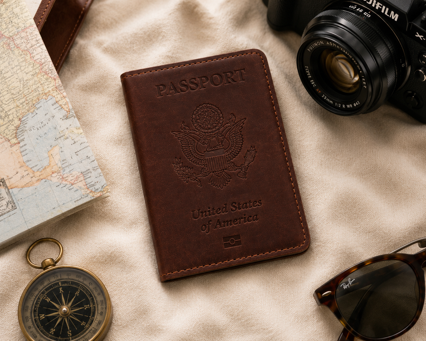 USA. BEARKY Men's Fashionable for Ridge Leather Passport Wallet and Card Holder Portable Passeport Case Cover