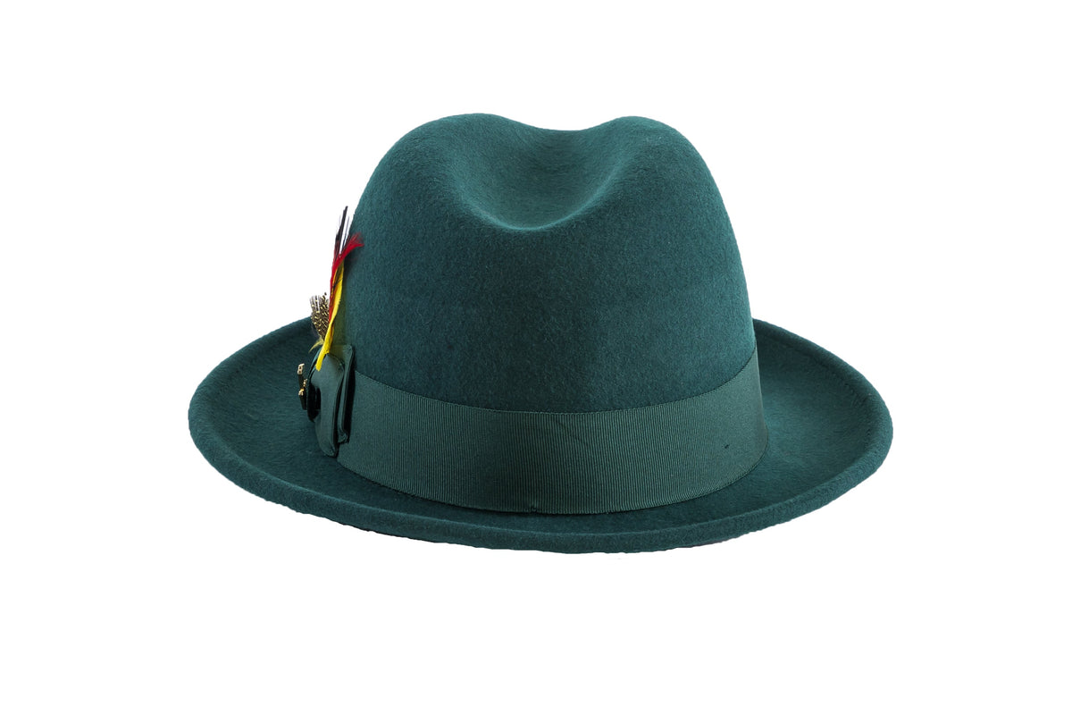 Ferrecci Brooks Soft 100% Australian Wool Felt Body With Removable Feather Hunter Green