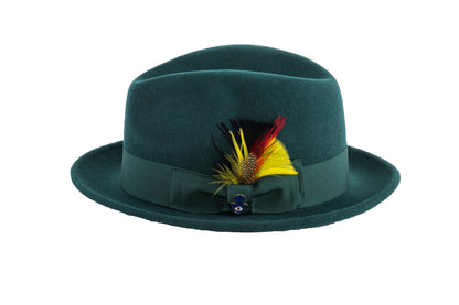Ferrecci Brooks Soft 100% Australian Wool Felt Body With Removable Feather Hunter Green