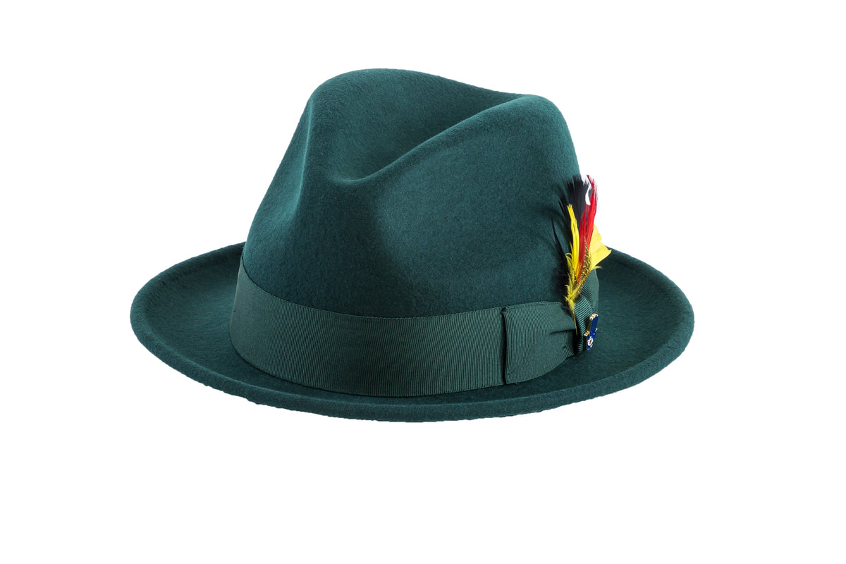 Ferrecci Brooks Soft 100% Australian Wool Felt Body With Removable Feather Hunter Green