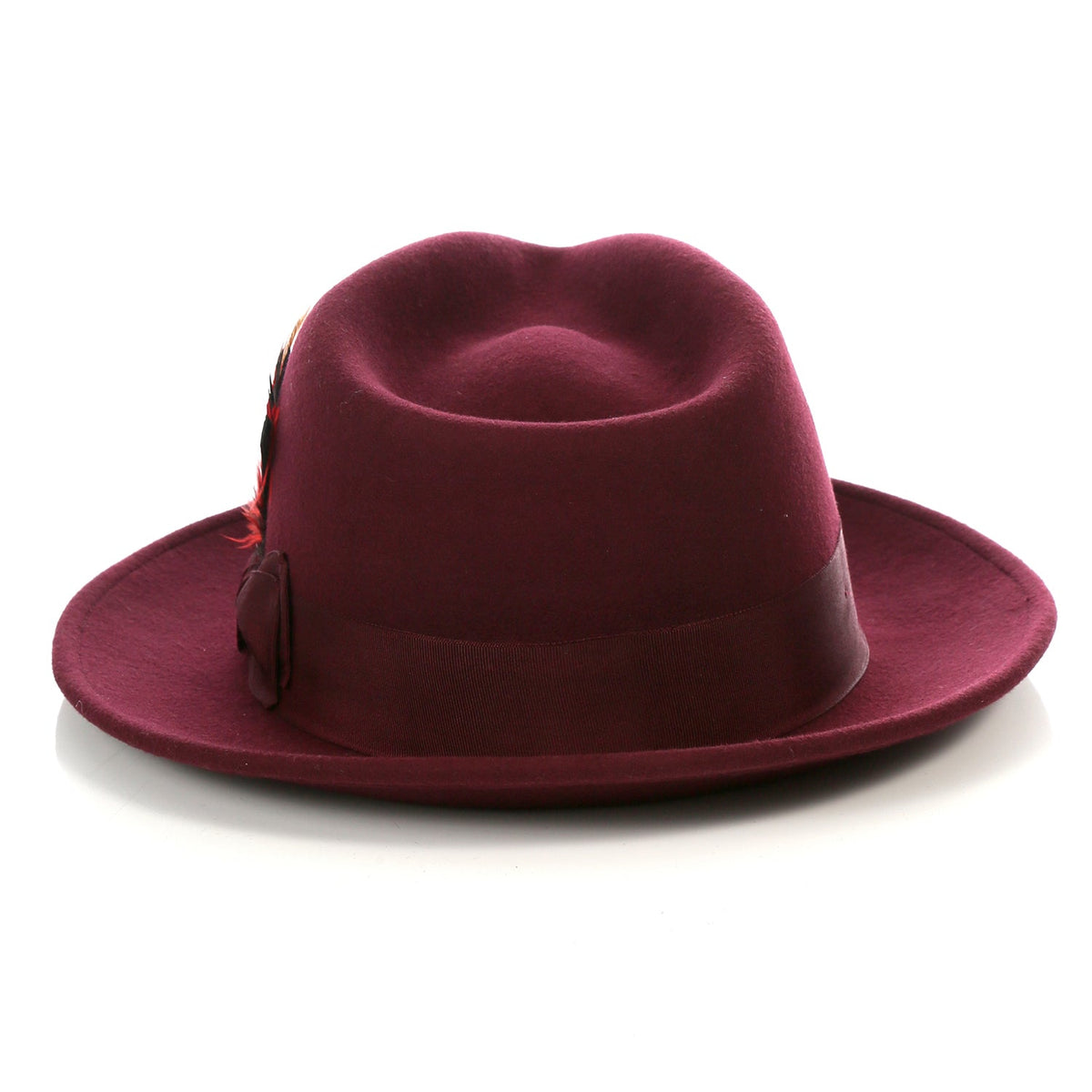 Crushable Burgundy 100% Australian Wool Fedora Hat