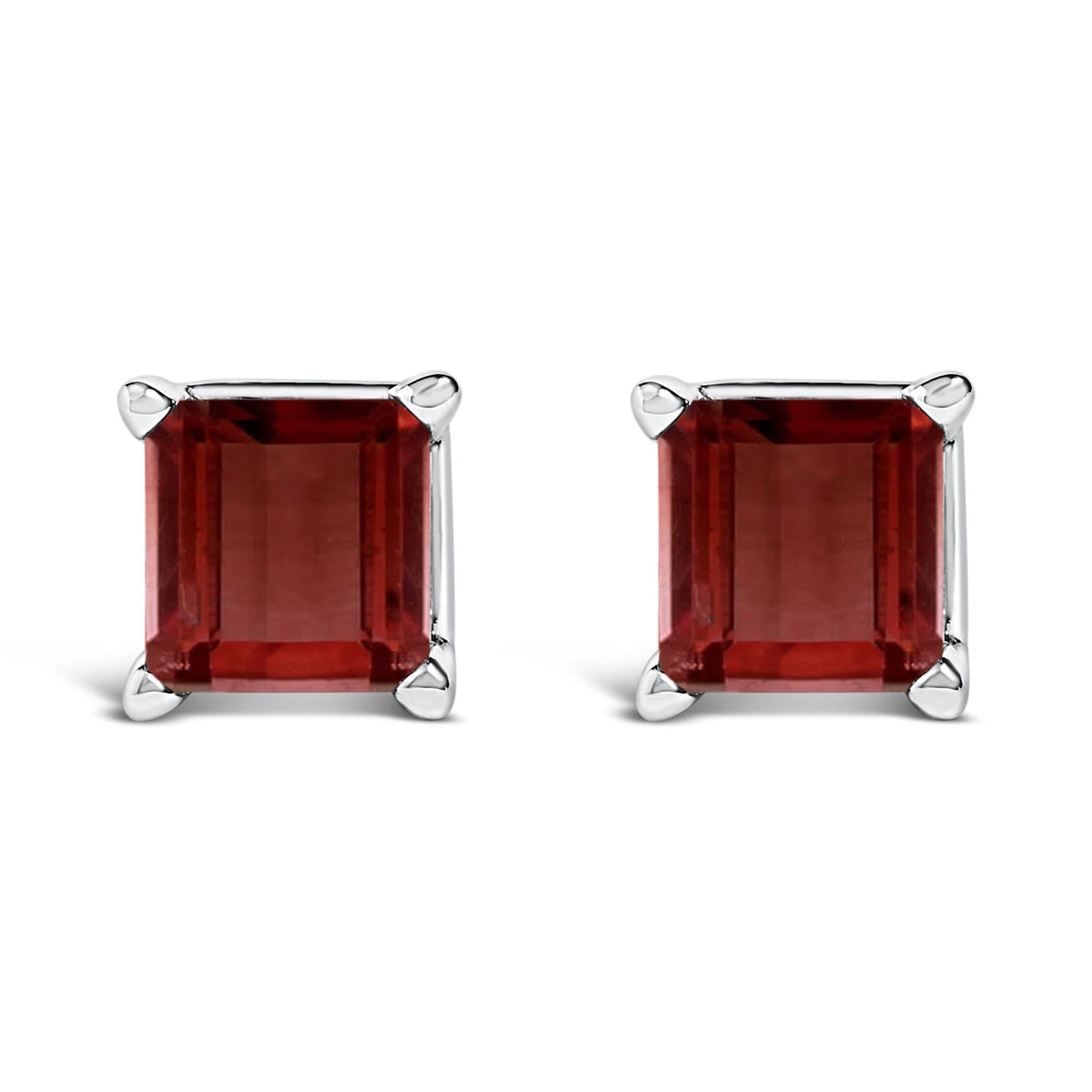 14K Gold 5x5MM Princess Cut Gemstone Solitaire Stud Earrings