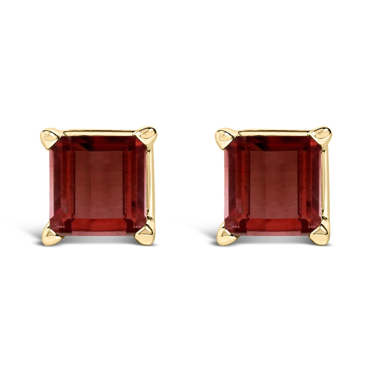 14K Gold 5x5MM Princess Cut Gemstone Solitaire Stud Earrings