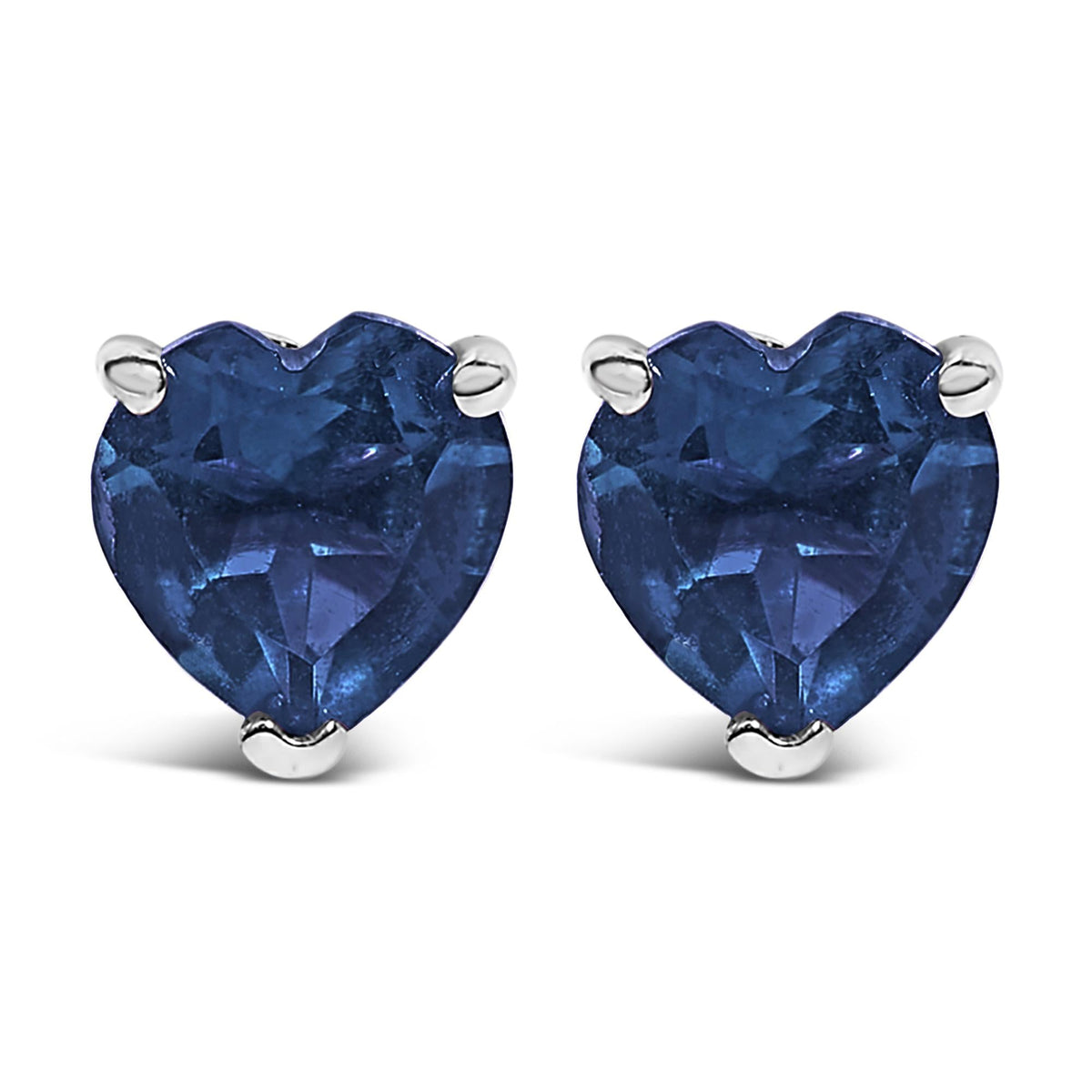 14K Gold 5MM Heart Cut Gemstone Solitaire Stud Earrings