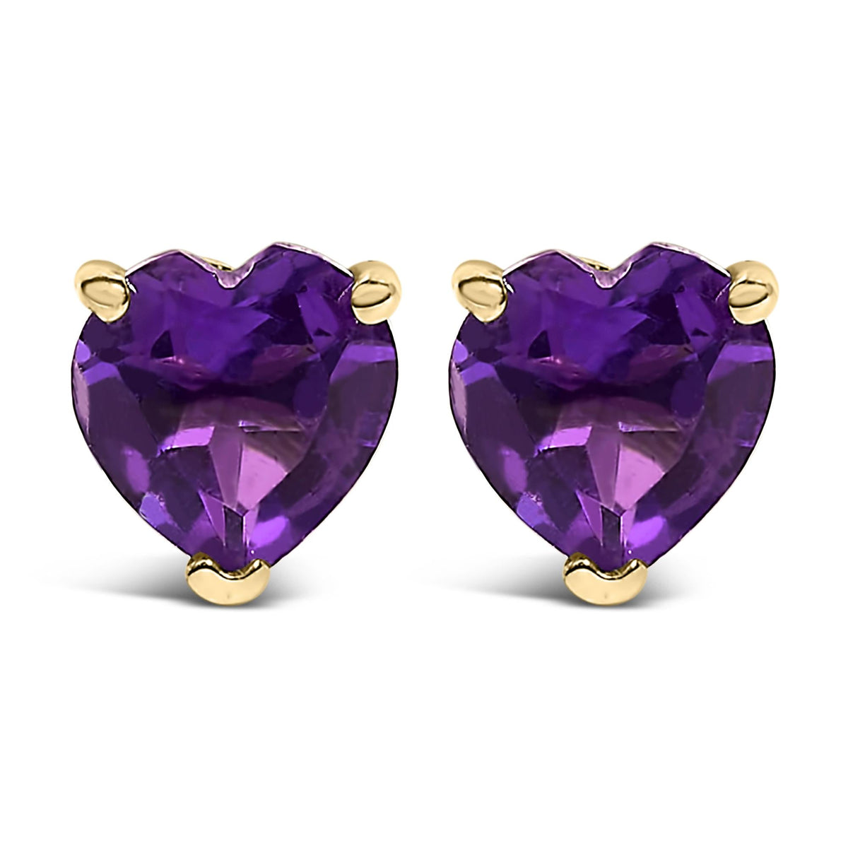 14K Gold 5MM Heart Cut Gemstone Solitaire Stud Earrings