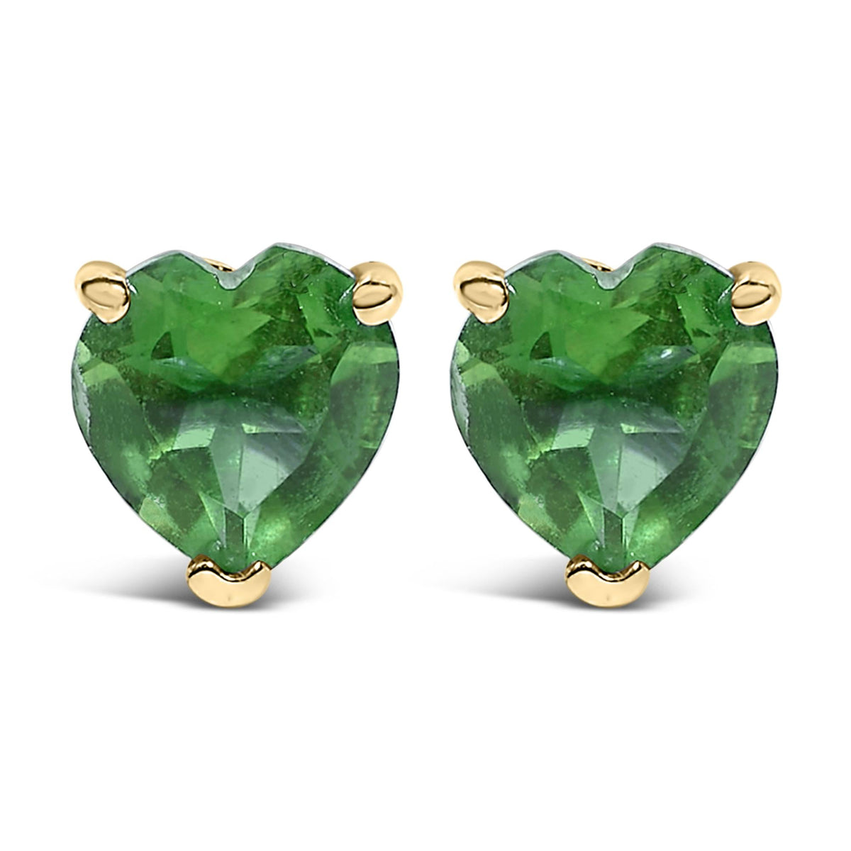 14K Gold 5MM Heart Cut Gemstone Solitaire Stud Earrings