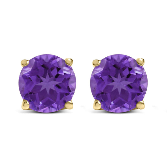 14K Gold 5X5MM Round Gemstone Solitaire Stud Earrings