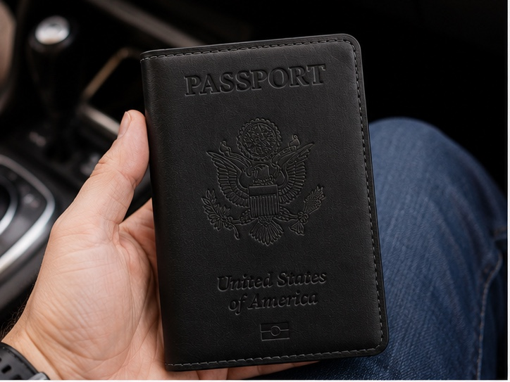 USA. BEARKY Men's Fashionable for Ridge Leather Passport Wallet and Card Holder Portable Passeport Case Cover