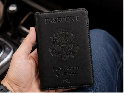USA. BEARKY Men's Fashionable for Ridge Leather Passport Wallet and Card Holder Portable Passeport Case Cover