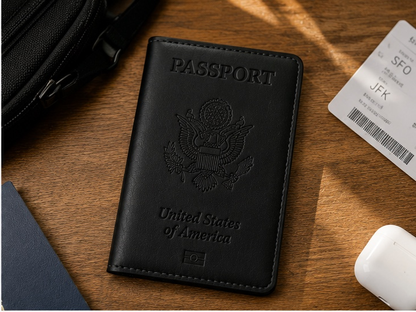 USA. BEARKY Men's Fashionable for Ridge Leather Passport Wallet and Card Holder Portable Passeport Case Cover