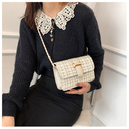 Summer texture handbag for women, fashionable and simple single shoulder bag, casual cross-body, woolen small square bag