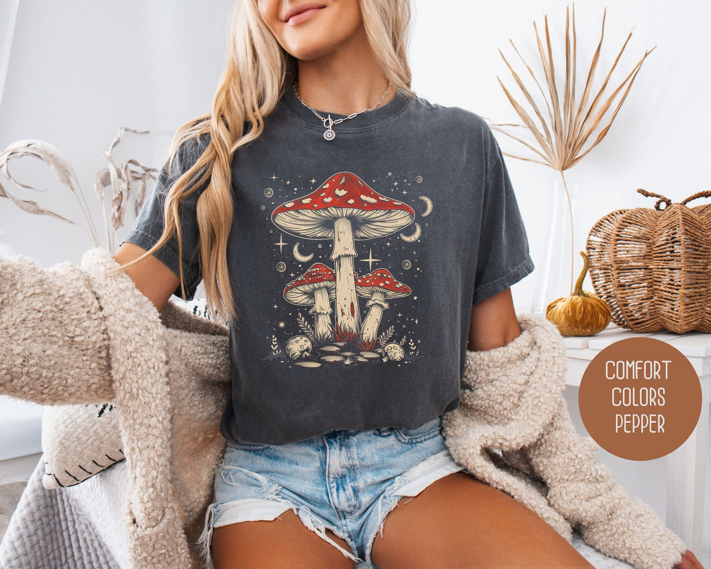 Retro Red Mushrooms Comfort Colors Shirt