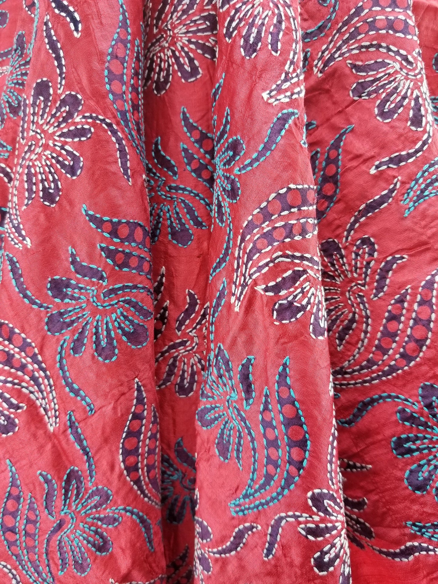 Ethical Luxury Wrap by Women Artisans - Hand-Embroidered Silk Shawl
