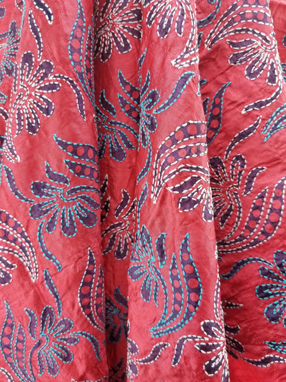 Ethical Luxury Wrap by Women Artisans - Hand-Embroidered Silk Shawl