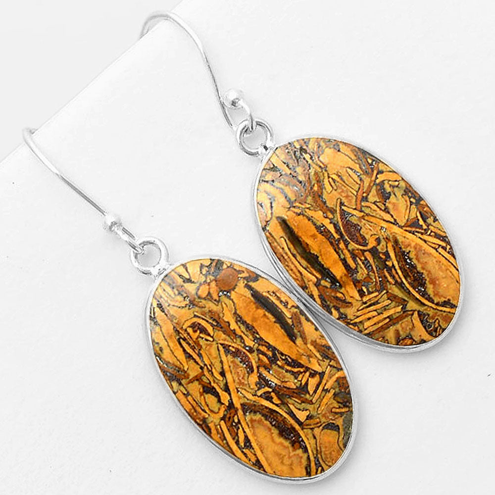Natural Coquina Fossil Jasper India Earrings E-1001 SDE57441