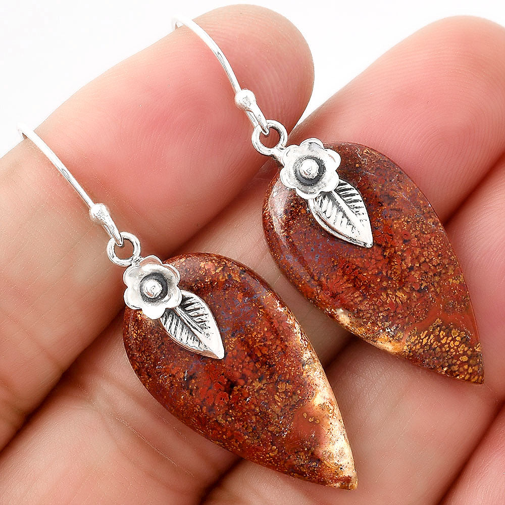 Natural Red Moss Agate Earrings E-1137 SDE86784