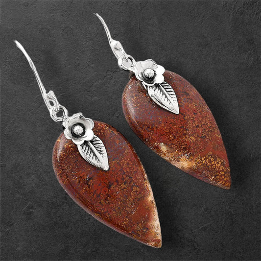 Natural Red Moss Agate Earrings E-1137 SDE86784