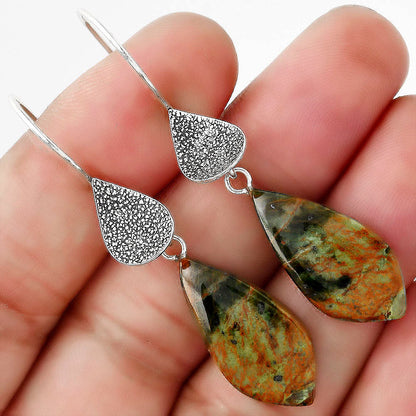 Natural Turkish Rainforest Chrysocolla Earrings E-1094 SDE88344