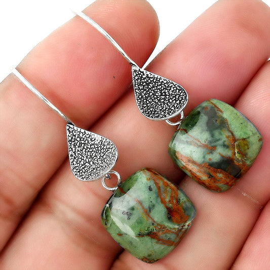 Natural Turkish Rainforest Chrysocolla Earrings E-1094 SDE88346